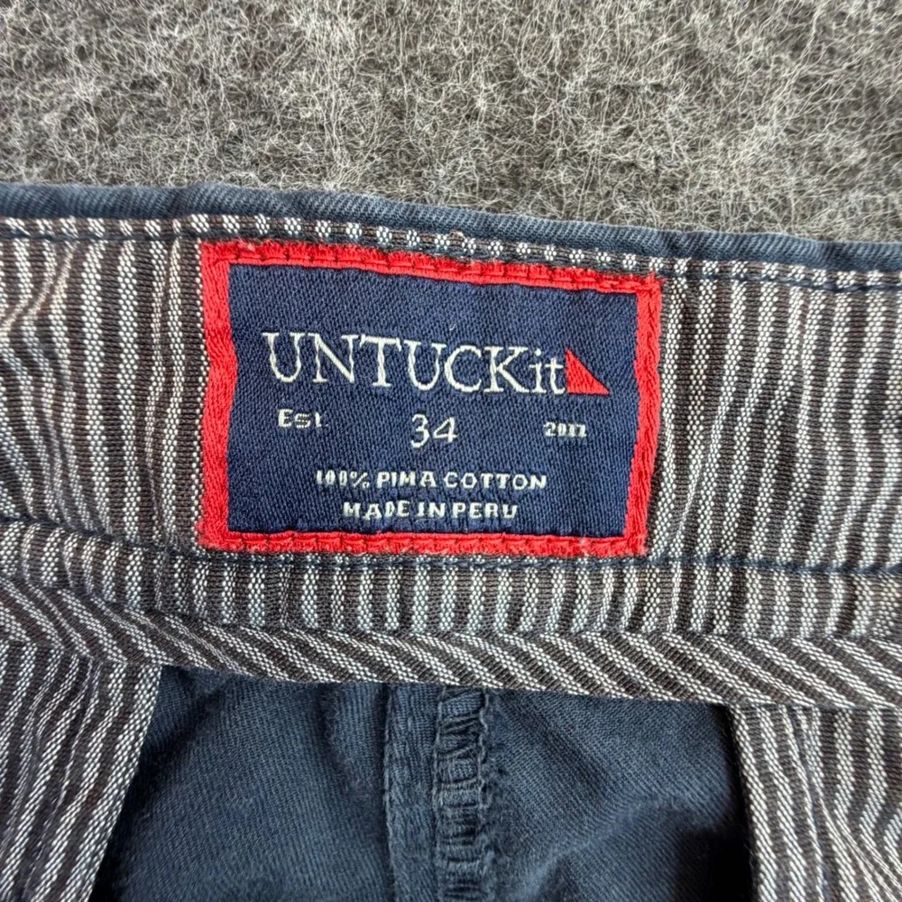 UNTUCKit Chino Shorts Men 34 Blue 100% Pima Cotton Casual Twill 8.5